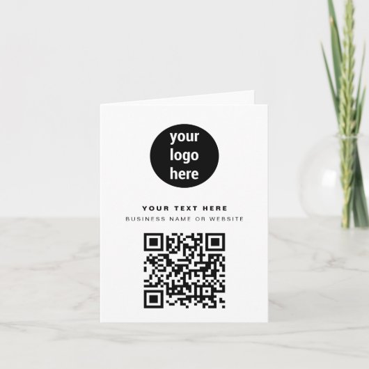 QR-Code-Firmenlogo Modern Minimalistisch Dankeskarte (Vorderseite)