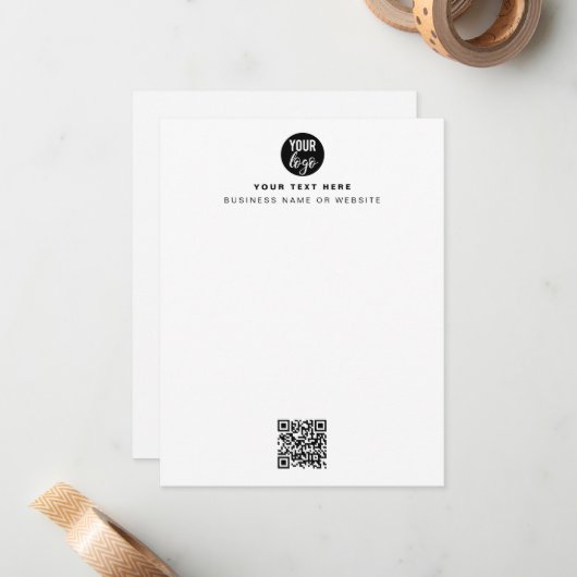 QR-Code-Firmenlogo Modern Minimalistisch Mitteilungskarte (Vorderseite/Rückseite Beispiel)