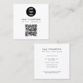 QR-Code-Firmenlogo Modern Minimalistisch Quadratische Visitenkarte (Vorne/Hinten)