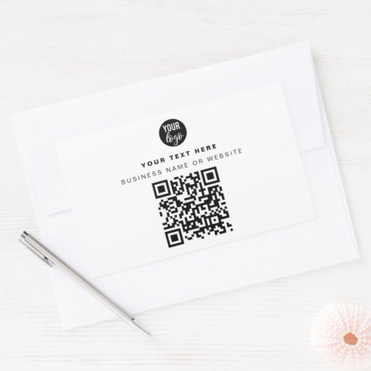 QR-Code-Firmenlogo Modern Minimalistisch Rechteckiger Aufkleber (Umschlag)