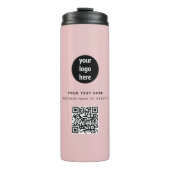 QR-Code-Firmenlogo Modern Minimalistisch rosa Thermosbecher (Vorderseite)