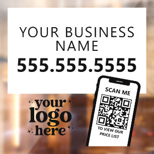 QR-Code Firmenlogo Modern Minimalistisch Schwarz W Fensteraufkleber