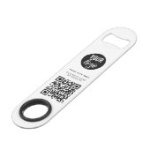 QR-Code-Firmenlogo Modern Minimalistisch Speed Flaschenöffner (Vorderseite Schrägansicht)