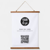 QR-Code-Firmenlogo Modern Minimalistisch Wandteppich Mit Holzrahmen (Vorderseite)