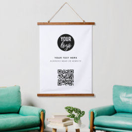 QR-Code-Firmenlogo Modern Minimalistisch Wandteppich Mit Holzrahmen