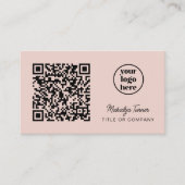 QR-Code Firmenlogo Modern Professionell Rosa Visitenkarte (Vorderseite)