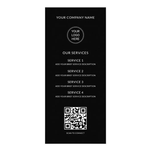 QR-Code Firmenlogo Modern Professionell Schwarz Werbekarte (Vorne)