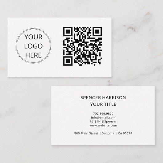 QR-Code Firmenlogo Modern Professionelle Geschäfts Visitenkarte (Vorne/Hinten)