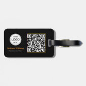 QR-Code-Firmenlogo, modern | Schwarz Gepäckanhänger (Rückseite horizontal)