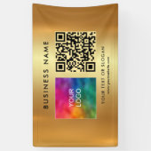QR-Code Firmenlogo Name Gold Horizontale Außenwerb Banner (Vertikal)