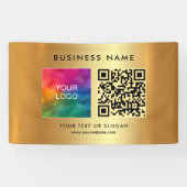 QR-Code Firmenlogo Name Gold Horizontale Außenwerb Banner (Horizontal)