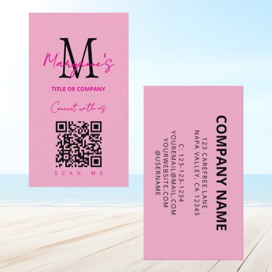 QR-Code-Firmenlogo Pink Visitenkarte