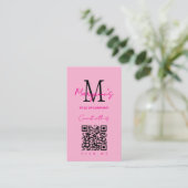 QR-Code-Firmenlogo Pink Visitenkarte (Stehend Vorderseite)