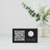 QR-Code Firmenlogo Professionell Modern Schwarz Visitenkarte (Stehend Vorderseite)