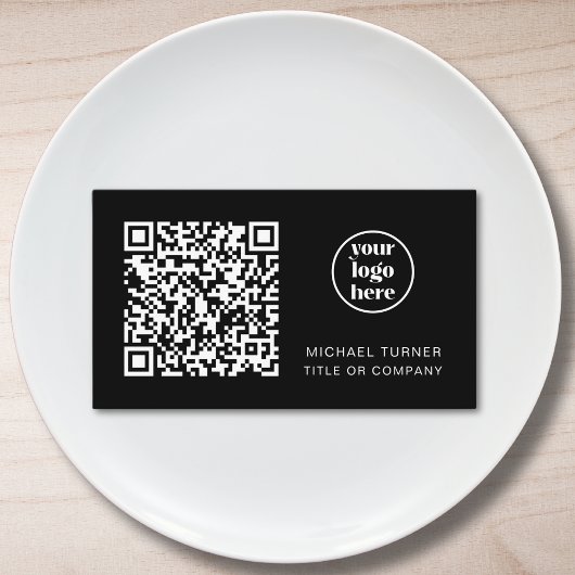 QR-Code Firmenlogo Professionell Modern Schwarz Visitenkarte