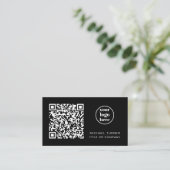 QR-Code Firmenlogo Professionell Modern Schwarz Visitenkarte (Stehend Vorderseite)