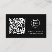 QR-Code Firmenlogo Professionell Modern Schwarz Visitenkarte (Vorderseite)