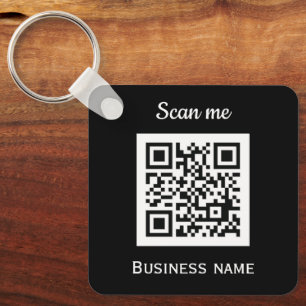 QR-Code Firmenlogo Professionell Schwarz Modern Schlüsselanhänger