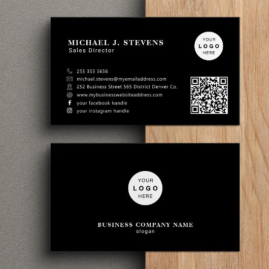 QR-Code Firmenlogo professionell schwarz Visitenkarte