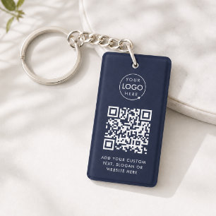 QR-Code Firmenlogo Professionelles Marineblau Schlüsselanhänger