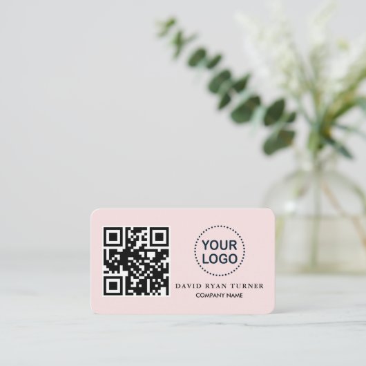 QR-Code-Firmenlogo Rosa Farbe Beruflich Visitenkarte (Stehend Vorderseite)