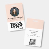 QR-Code Firmenlogo Rosa Foto Mitarbeiter-ID Ausweis (Vorder- & Rückseite)