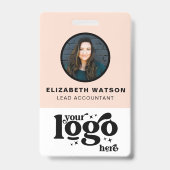 QR-Code Firmenlogo Rosa Foto Mitarbeiter-ID Ausweis (Vorderseite)