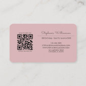 QR Code Firmenlogo Rosa Moderne Feminine Visitenkarte (Rückseite)
