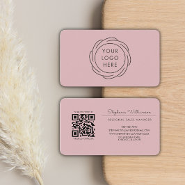 QR Code Firmenlogo Rosa Moderne Feminine Visitenkarte