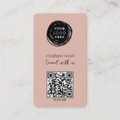 QR-Code Firmenlogo Rosa Visitenkarte (Vorderseite)