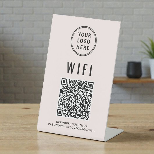 QR-Code Firmenlogo Scan rosa Sockelschild