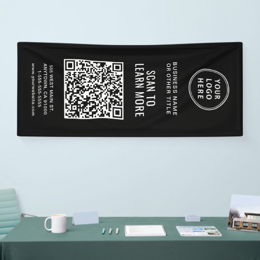 QR-Code Firmenlogo Schwarz Banner (Messe)