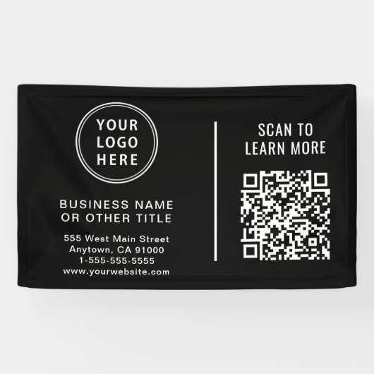 QR-Code Firmenlogo Schwarz Banner (Horizontal)
