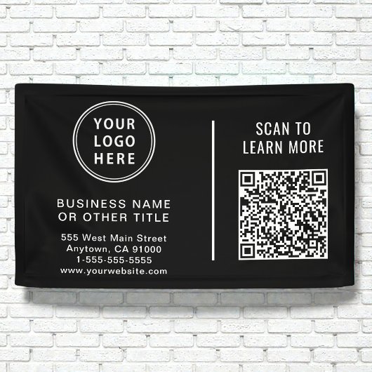 QR-Code Firmenlogo Schwarz Banner