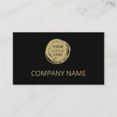 QR-Code Firmenlogo Schwarz Gold Visitenkarte (Vorderseite)