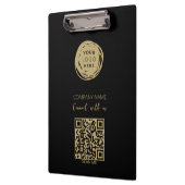 QR-Code Firmenlogo Schwarz Modern Klemmbrett (Links)