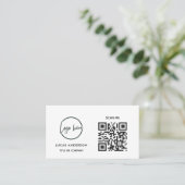 QR-Code Firmenlogo | Schwarz Modern Professionell  Visitenkarte (Stehend Vorderseite)