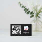 QR-Code Firmenlogo Schwarz Modern Professionell Visitenkarte (Stehend Vorderseite)
