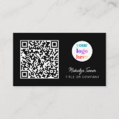 QR-Code Firmenlogo Schwarz Modern Professionell Visitenkarte (Vorderseite)