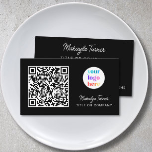QR-Code Firmenlogo Schwarz Modern Professionell Visitenkarte