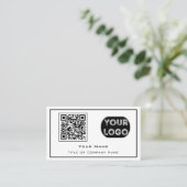 QR-Code-Firmenlogo Weiß Minimalistisch Visitenkarte (Stehend Vorderseite)