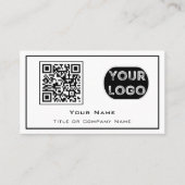 QR-Code-Firmenlogo Weiß Minimalistisch Visitenkarte (Vorderseite)