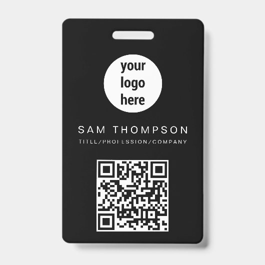 QR-Code-Firmenlogos Modernes Minimalistisches Gesc Ausweis (Vorderseite)