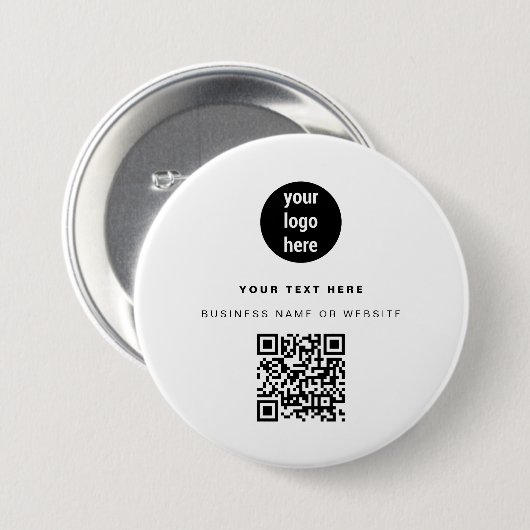 QR-Code-Firmenlogos Modernes Minimalistisches Gesc Button (Vorne & Hinten)