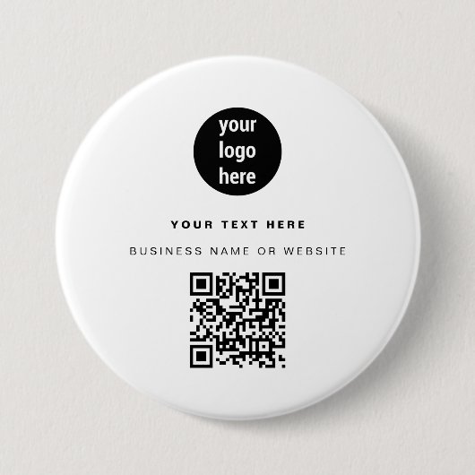 QR-Code-Firmenlogos Modernes Minimalistisches Gesc Button (Vorderseite)