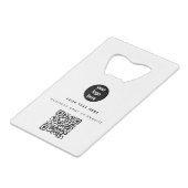 QR-Code-Firmenlogos Modernes Minimalistisches Gesc Geldbeutel Flaschenöffner (Rückseite Schrägansicht)