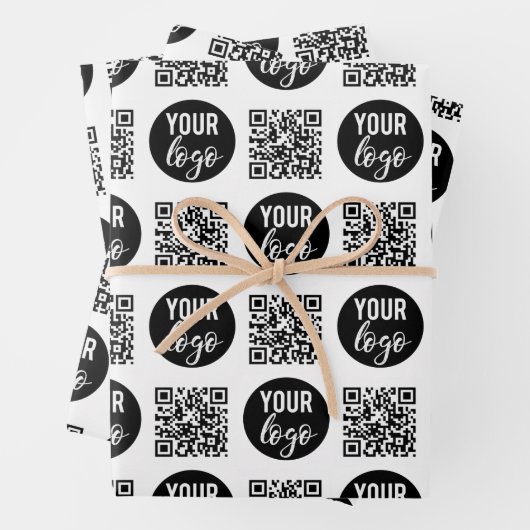 QR-Code-Firmenlogos Modernes Minimalistisches Gesc Geschenkpapier Set (Beispiel)