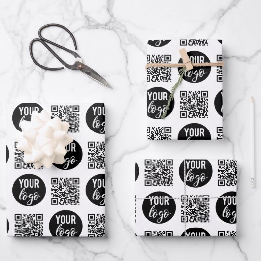 QR-Code-Firmenlogos Modernes Minimalistisches Gesc Geschenkpapier Set (Vorderseite)
