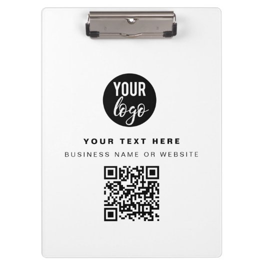 QR-Code-Firmenlogos Modernes Minimalistisches Gesc Klemmbrett (Vorderseite)