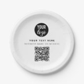QR-Code-Firmenlogos Modernes Minimalistisches Gesc Pappteller (Vorderseite)